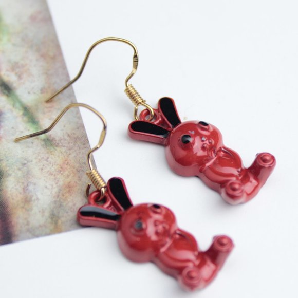 in-depth dazzling Jewelry - 🌺925 Sterling silver hook Red cartoon earring